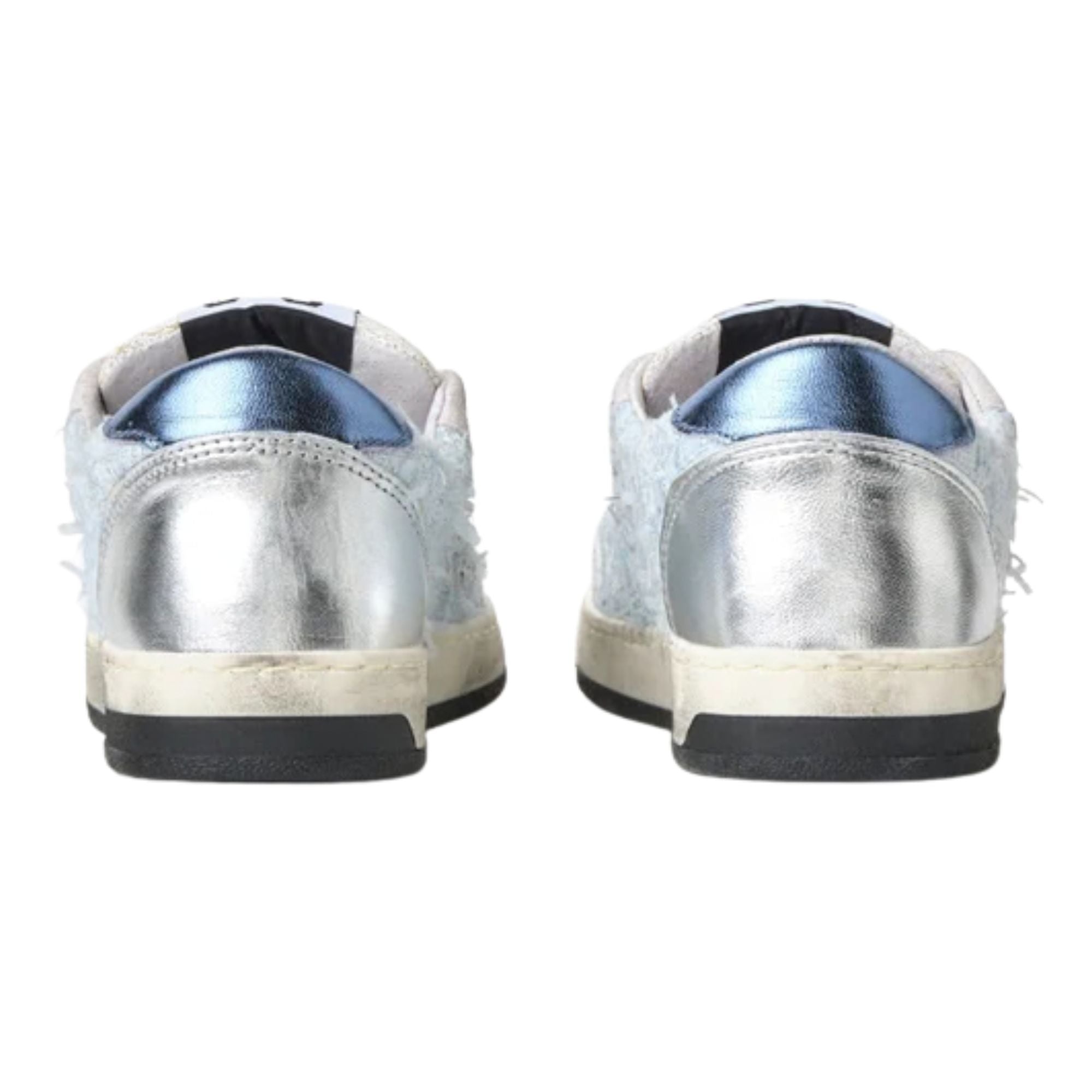 2Star Scarpe Sneakers Made in Italy artigianali WEEK STAR Pelle donna Azzurro Argento D5037