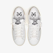 2Star Scarpe Bianco Sneakers Made in Italy artigianali Prime Star Pelle con dettagli Oro 4895