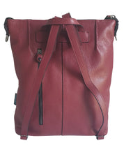 Gabs Zaino Grande con versione Borsa Shopper 100% Pelle Opaco Rosso Lambrusco