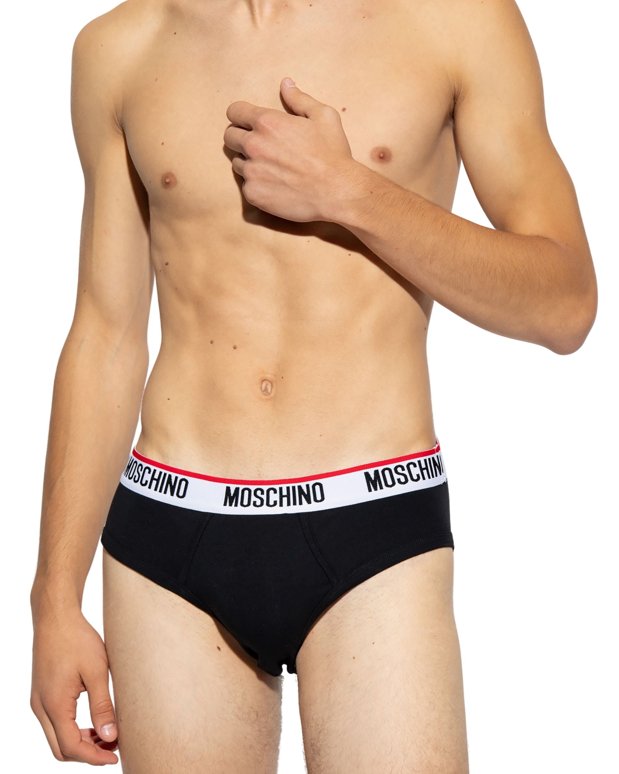 Moschino Underbear Slip Stretch Cotone Nero Confezione da 2