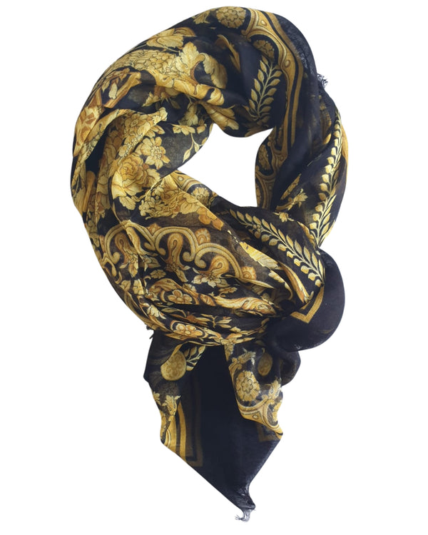 Versace Foulard Stola Pashmina 140x140 cm Nero in Modal