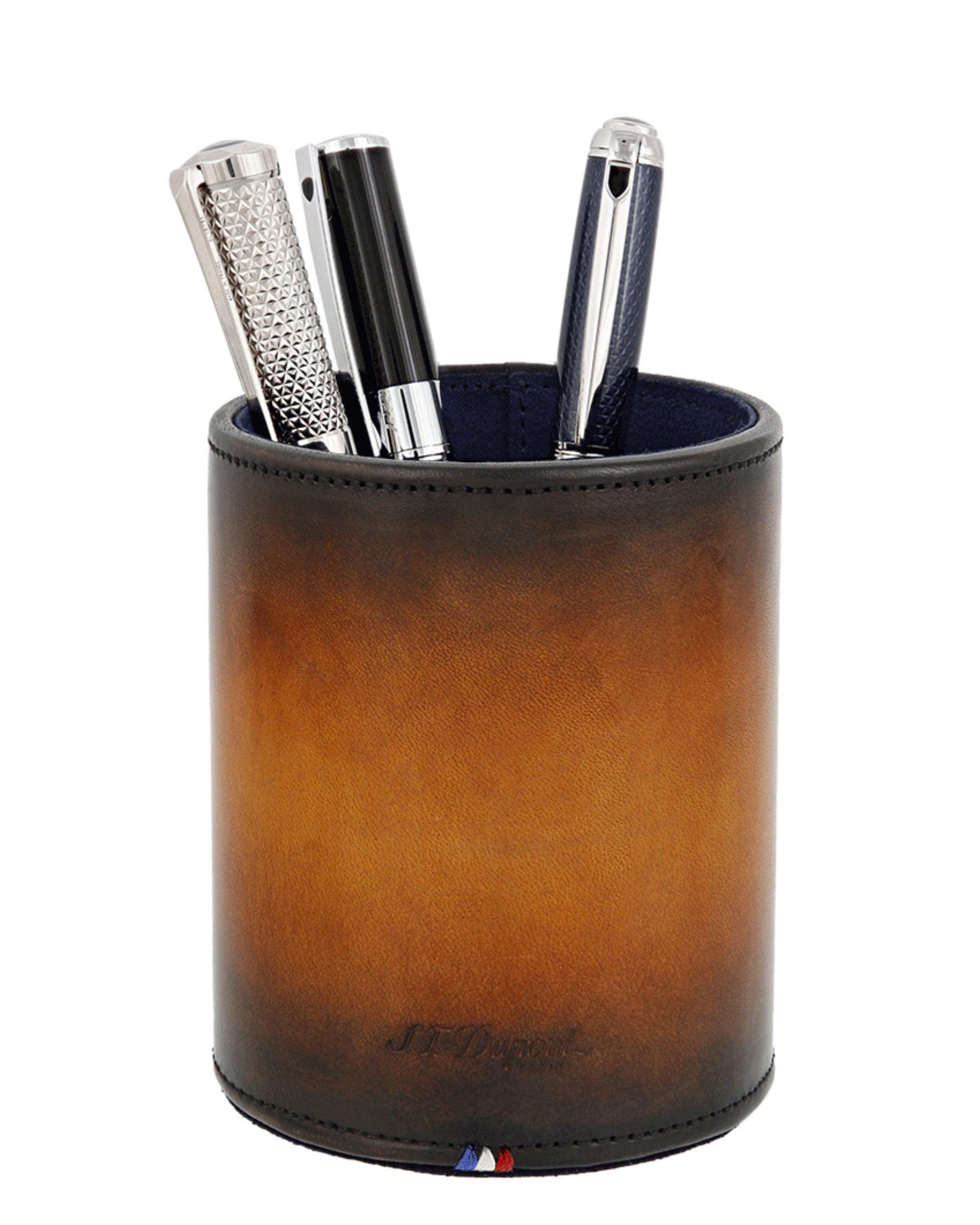 S.t.dupont Accessorio Porta Penne Da Scrivania In Pelle Marrone Unisex