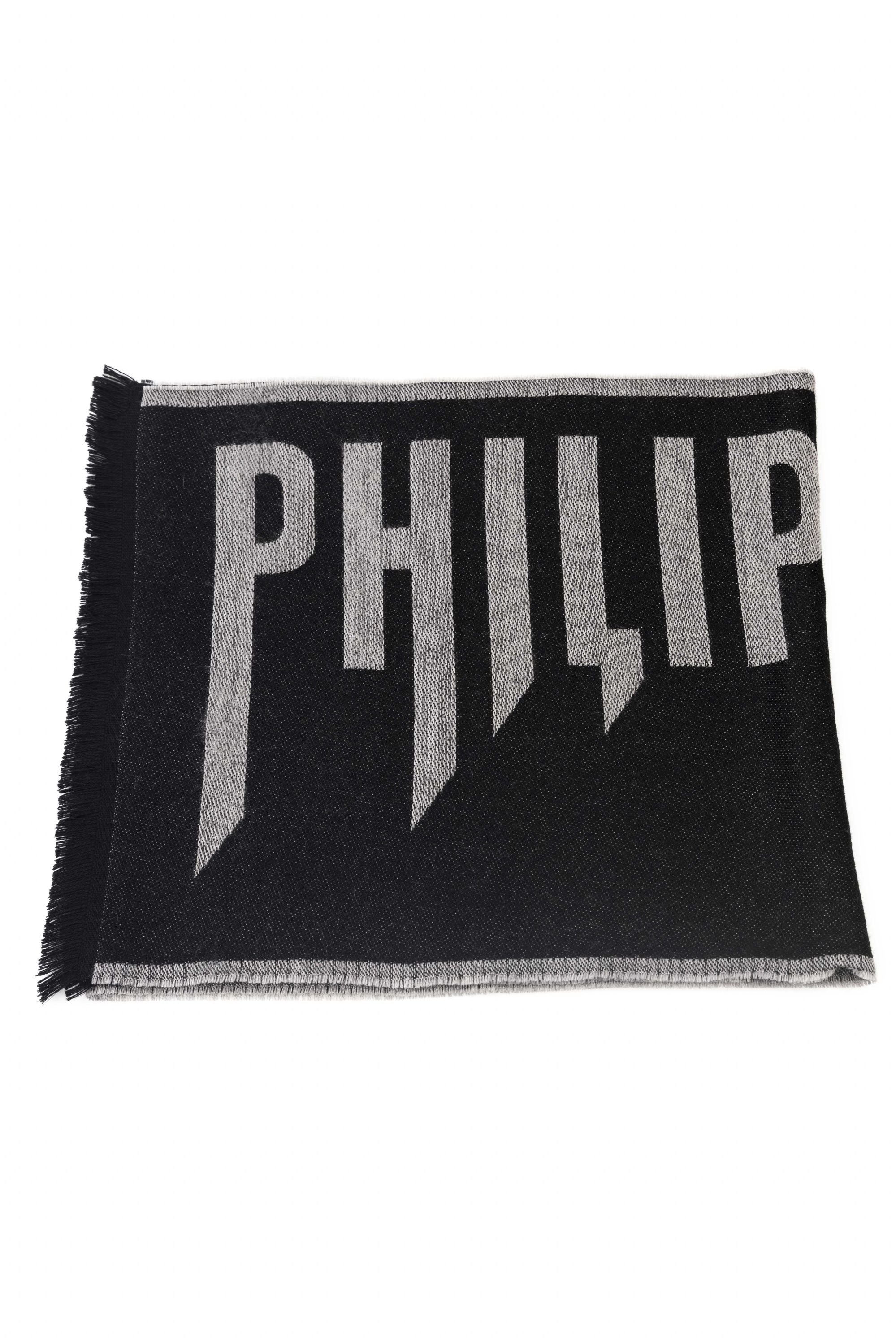 Philipp Plein Stola Logo 180x40 cm Grigio