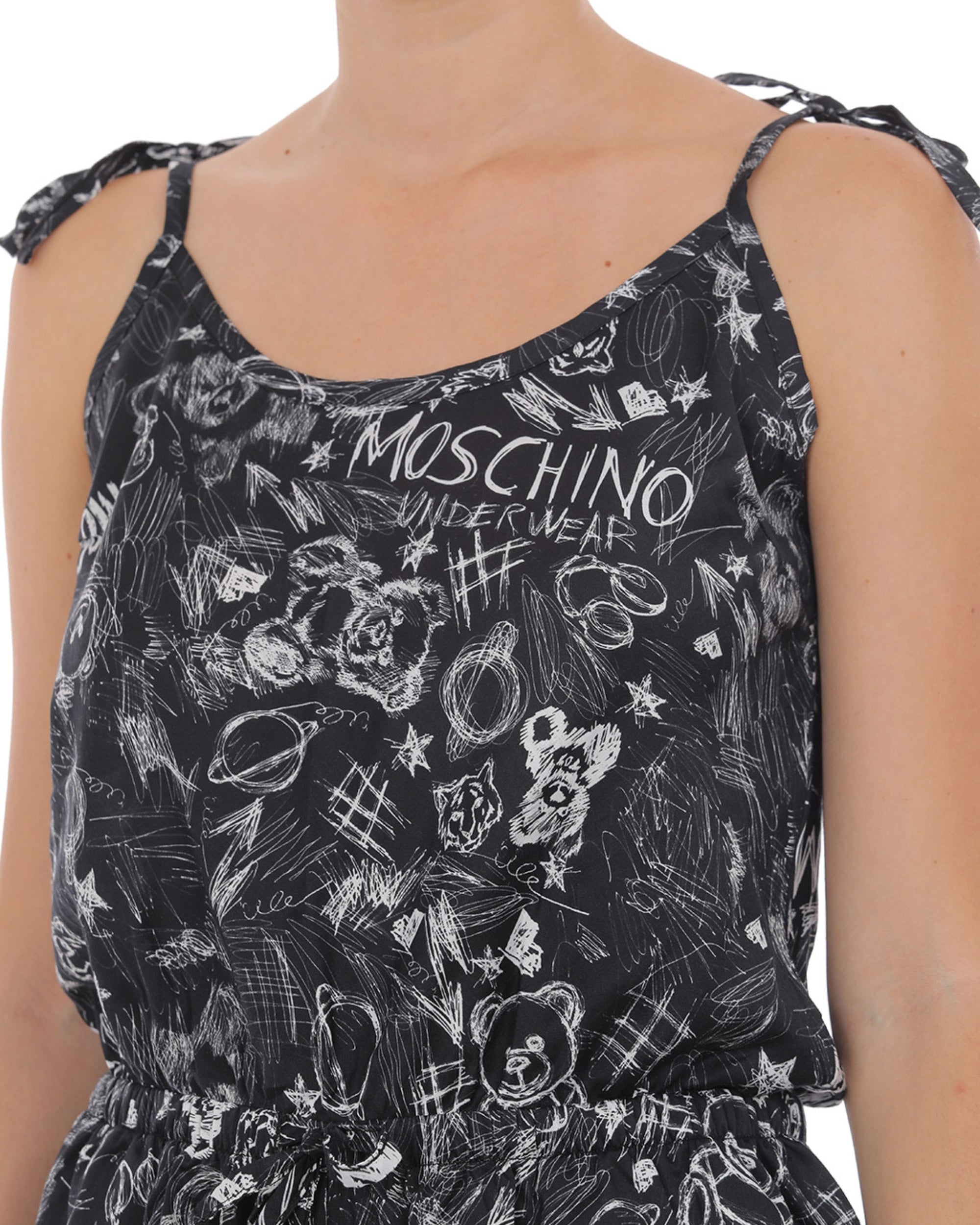 Moschino Underbear Tuta Corta Cotone Nero