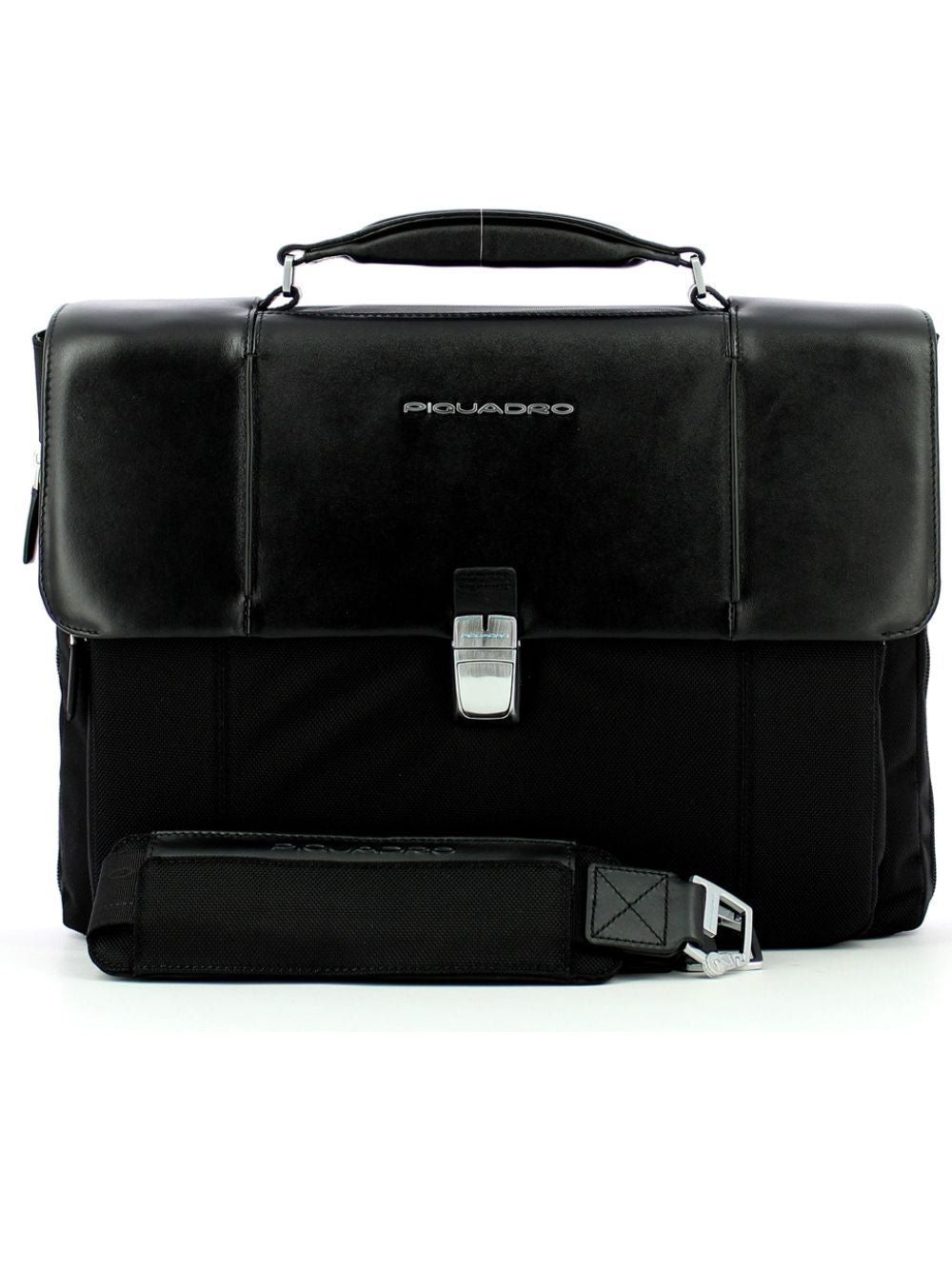 Piquadro 24 Hour Document Holder With Flap And Shoulder Strap Black Men