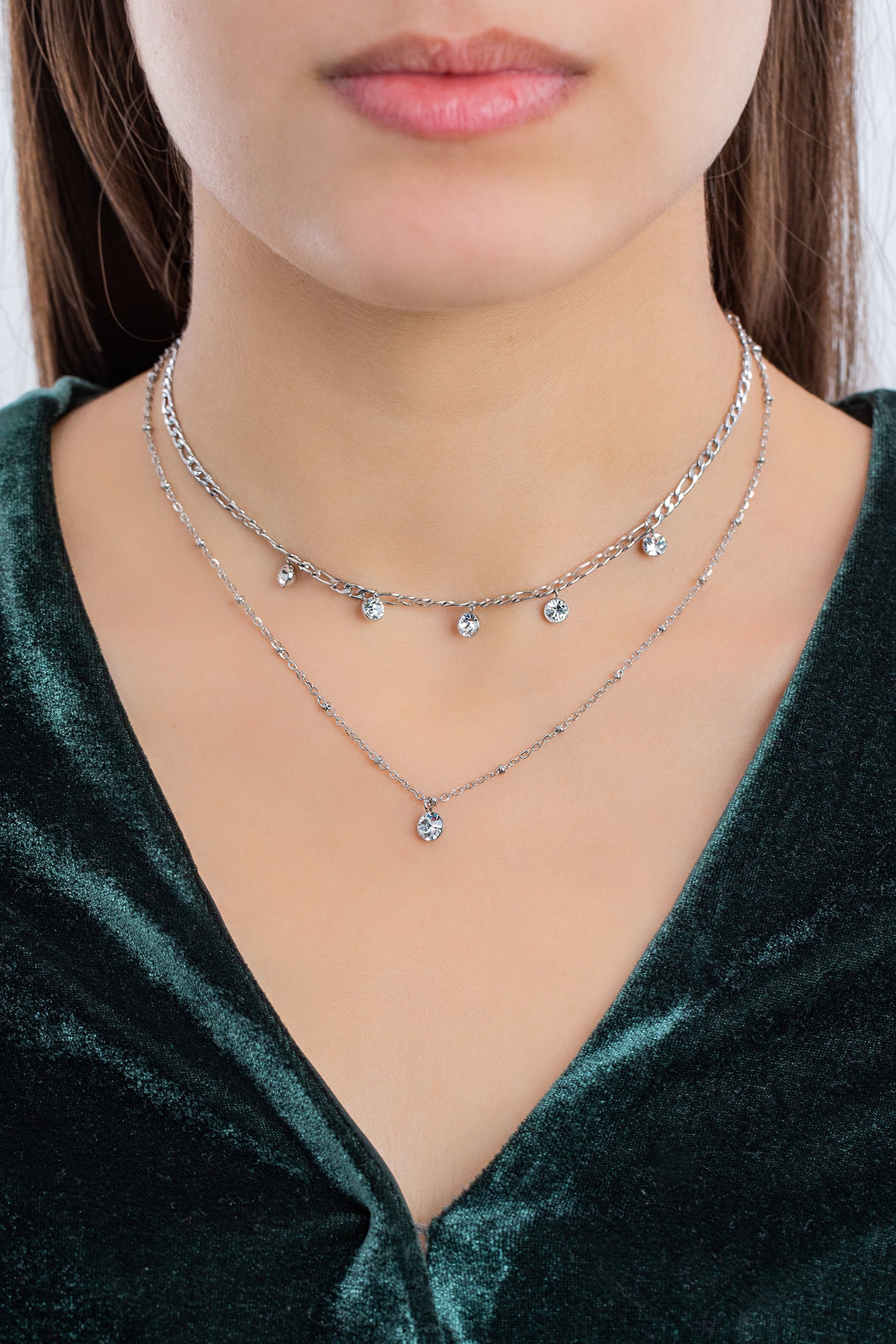 Brosway Collana Donna doppio filo acciaio e Cristalli | Collezione Symphonia - BYM81