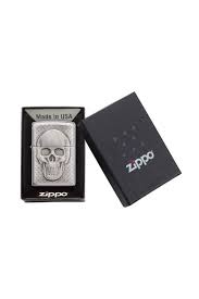 Zippo Windproof Refillable Made In Usa Skull Silver Unisex