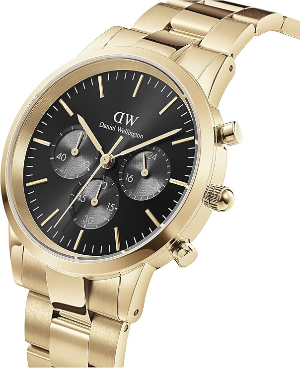 Daniel Wellington orologio iconic Mawes cronografo 42mm inox 316L oro DW00100641