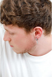 Brosway Orecchino Singolo a Cerchio in Acciaio con Simbolo Croce Collezione INK - BIK28