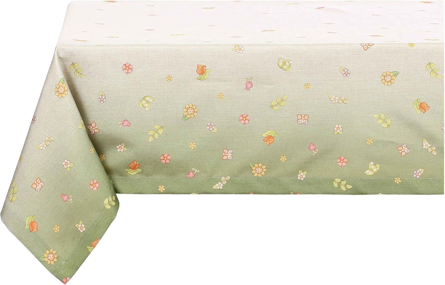 THUN Tovaglia Antimacchia 150x260 cm Country Flowers Green verde
