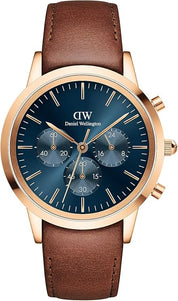 Daniel Wellington orologio St Mawes 42mm inox 316L rose gold pelle marrone cronografo