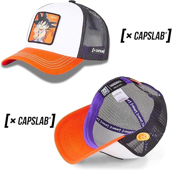 Capslab Cappellino con Visiera Collezione Dragon Ball Misto Cotone Bianco Arancio Unisex