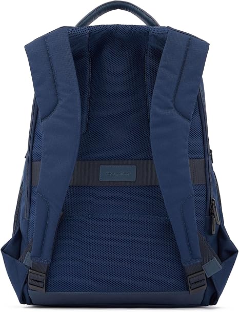 Piquadro Zaino Business Con Tasca Porta Pc Misto Pelle e Tessuto Blu Unisex