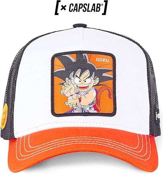 Capslab Cappellino con Visiera Collezione Dragon Ball Misto Cotone Bianco Arancio Unisex