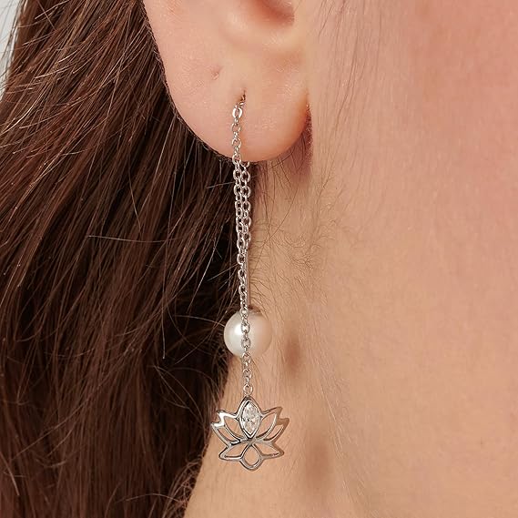 Brosway Orecchini Donna Pendenti in Acciaio e Cristalli con Simbolo Fiore Collezione CHAKRA - BHKE188