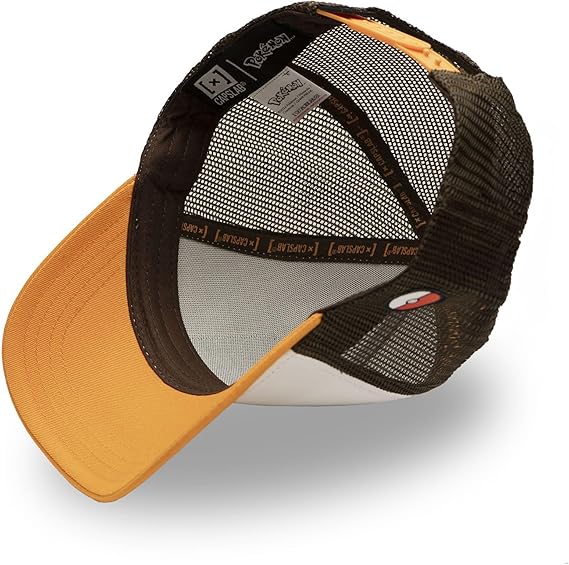 Capslab Cappellino con Visiera Collezione Pokemon Misto Cotone Bianco Arancio Unisex
