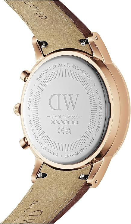 Daniel Wellington orologio St Mawes 42mm inox 316L rose gold pelle marrone cronografo