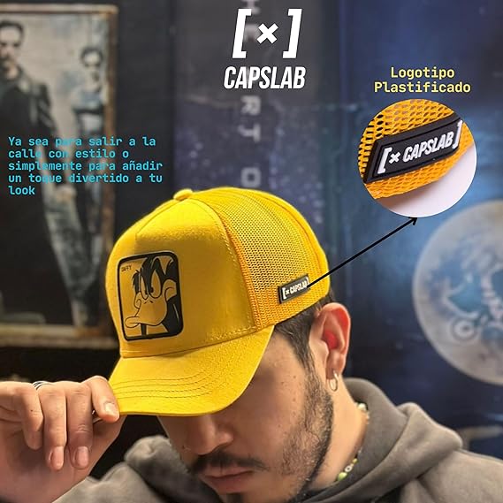 Capslab Cappellino con Visiera Daffy Collezione Looney Tunes Misto Cotone Giallo Unisex