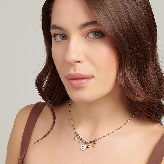 Brosway Collana Donna in Acciaio e Cristalli/pietre Naturali con Simbolo Luna Collezione Chakra - BHKN086