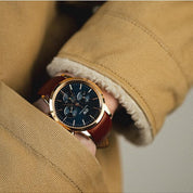 Daniel Wellington orologio St Mawes 42mm inox 316L rose gold pelle marrone cronografo