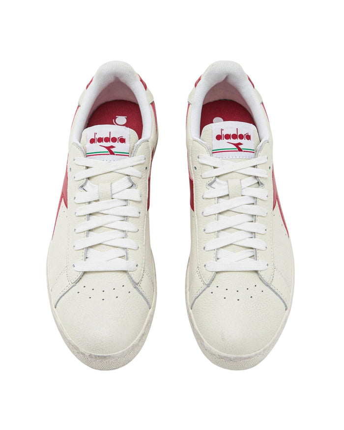 Diadora Sneakers Game L Low Waxed Pelle Bianco - Rosso Peperone 3