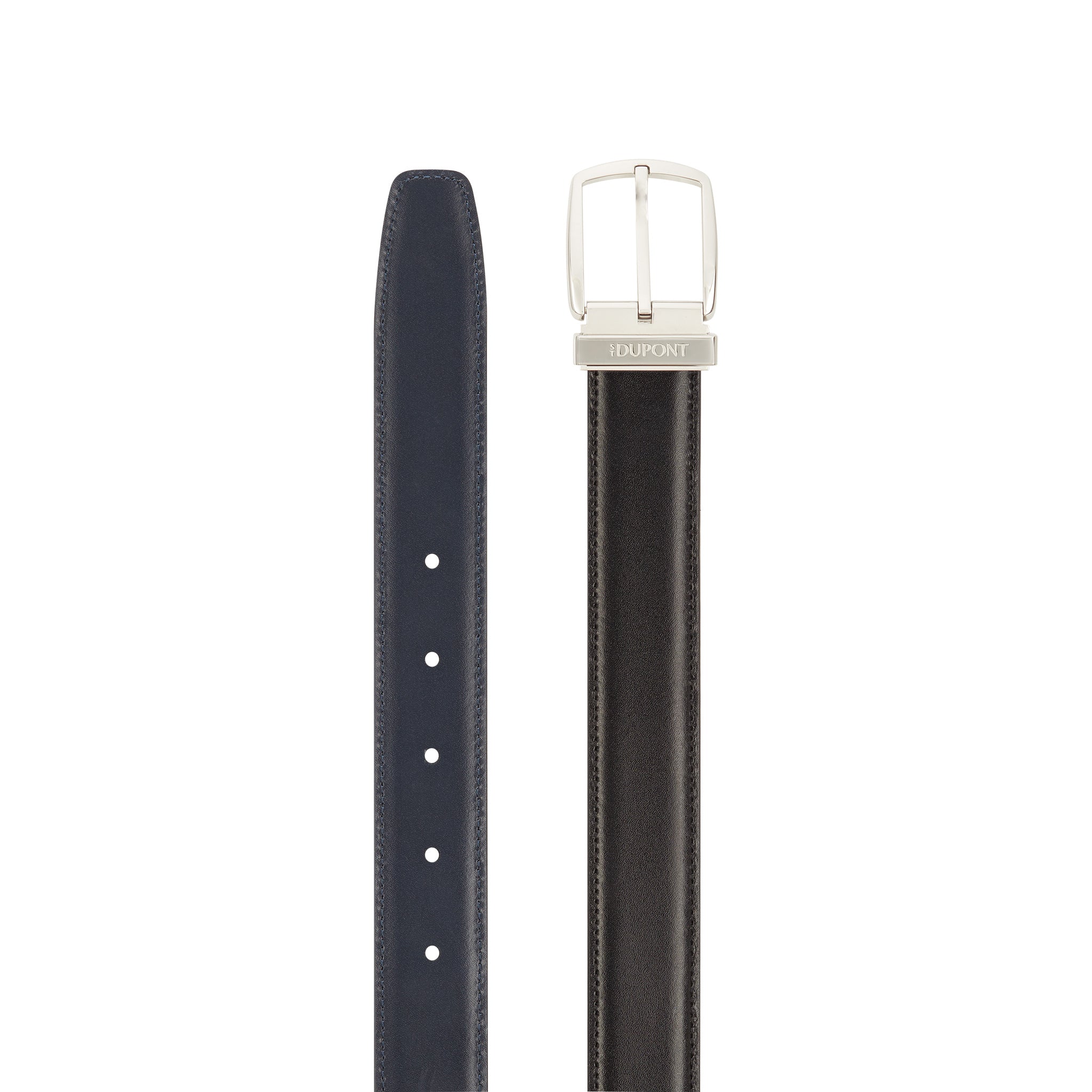 S.t.dupont cintura pelle made in france 100% artigianale reversibile nero blu 110 - 3 cm