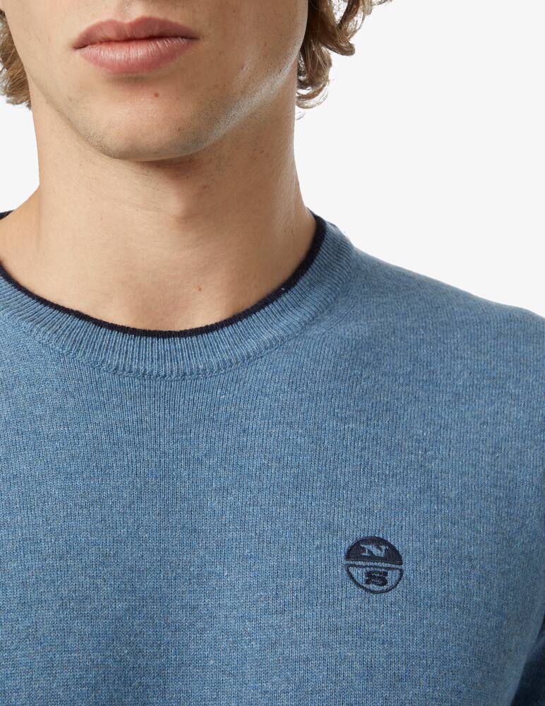 North Sails maglione misto cashmere GIROCOLLO LOGO ricamo finezza 12 699775 azzurro
