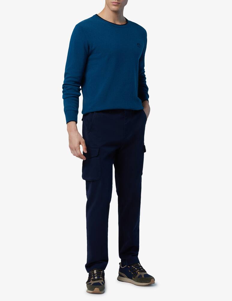 North Sails maglione misto cashmere GIROCOLLO LOGO ricamo finezza 12 699775 0459 blu ottanio