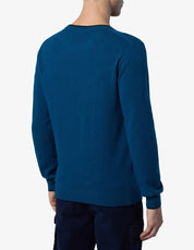 North Sails maglione misto cashmere GIROCOLLO LOGO ricamo finezza 12 699775 0459 blu ottanio