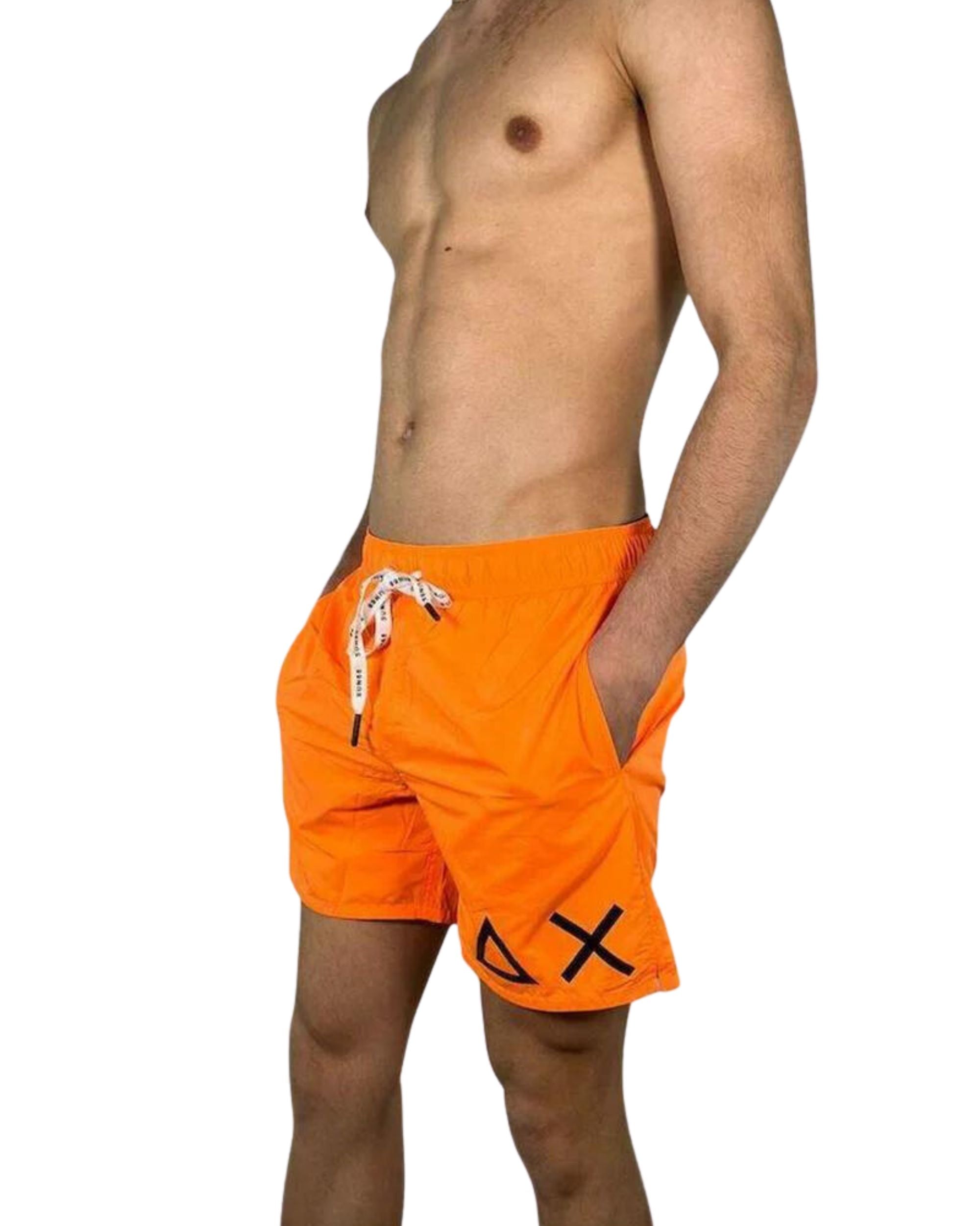 SUN68 Solid Big Logo Orange Swimsuit