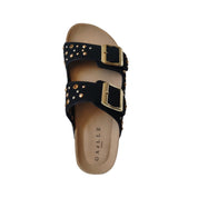 Gaelle scarpe donna SANDALO in SUEDE CON DOPPIA FIBBIA E BORCHIE nero