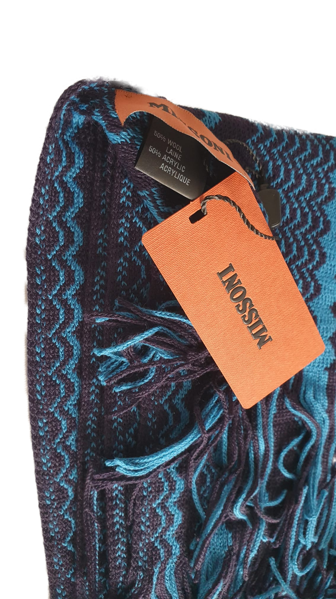 Missoni Geometric Pattern Stole Wool Blend Multicolor