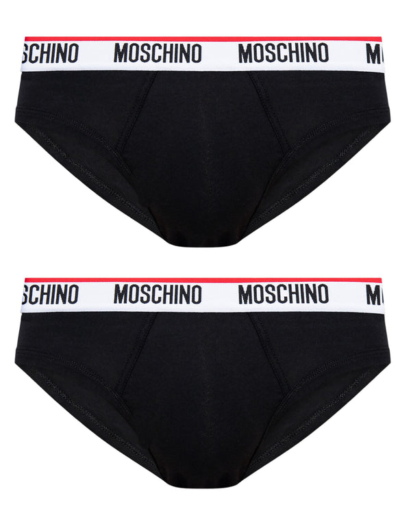 Moschino Underbear Slip Stretch Cotone Nero Confezione da 2