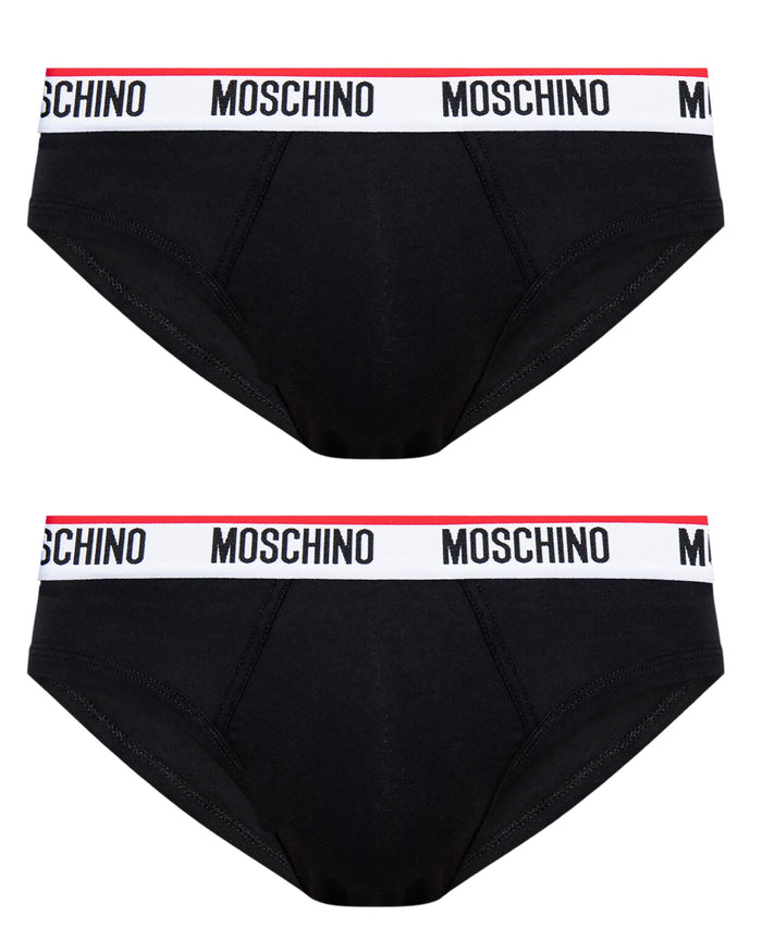 Moschino Underbear Slip Stretch Cotone Nero Confezione da 2 1