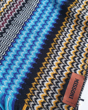 Missoni Stole Geometric Pattern Blue Wool