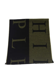 Philipp Plein Stole Logo 180x40 cm Green Wool Blend