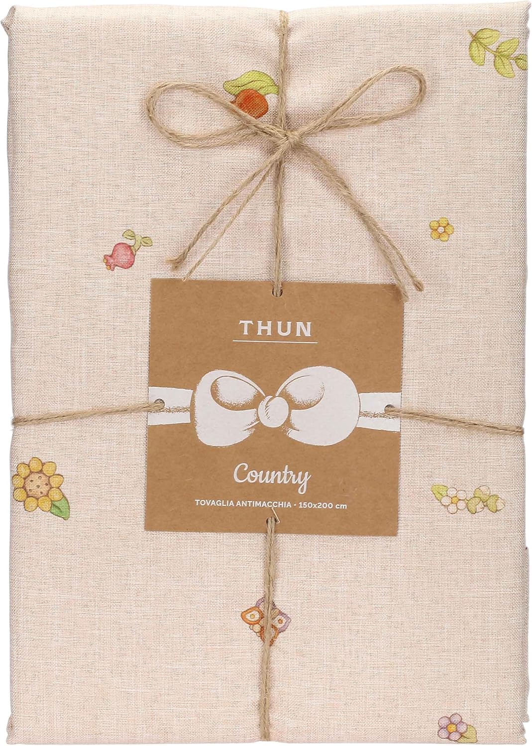 THUN Tovaglia Antimacchia 150x260 cm Country Flowers Green verde