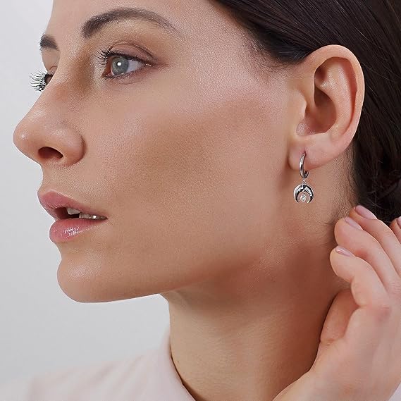 Brosway Orecchino a Cerchio in Acciaio e Cristalli con Simbolo Luna Collezione CHAKRA - BHKE007