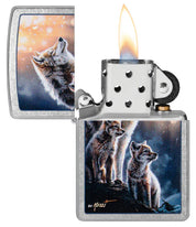 Zippo accendino ricaricabile antivento Made in USA Mazzi Lupo e cuccioli 47106