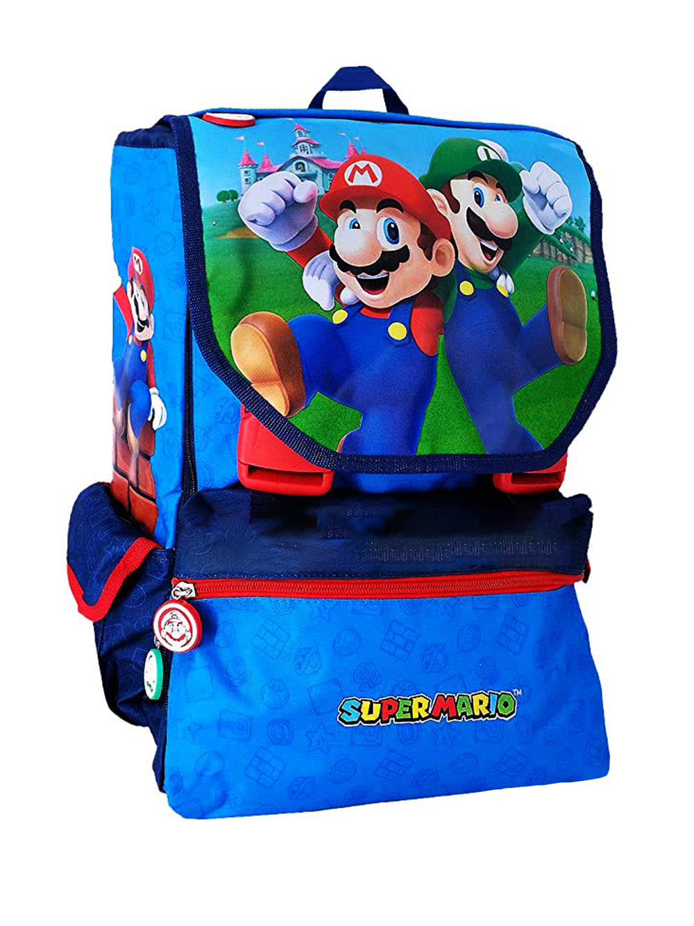 Super Mario Scuola Estensibile Spallacci Imbottiti Regolabili Blu Bambino