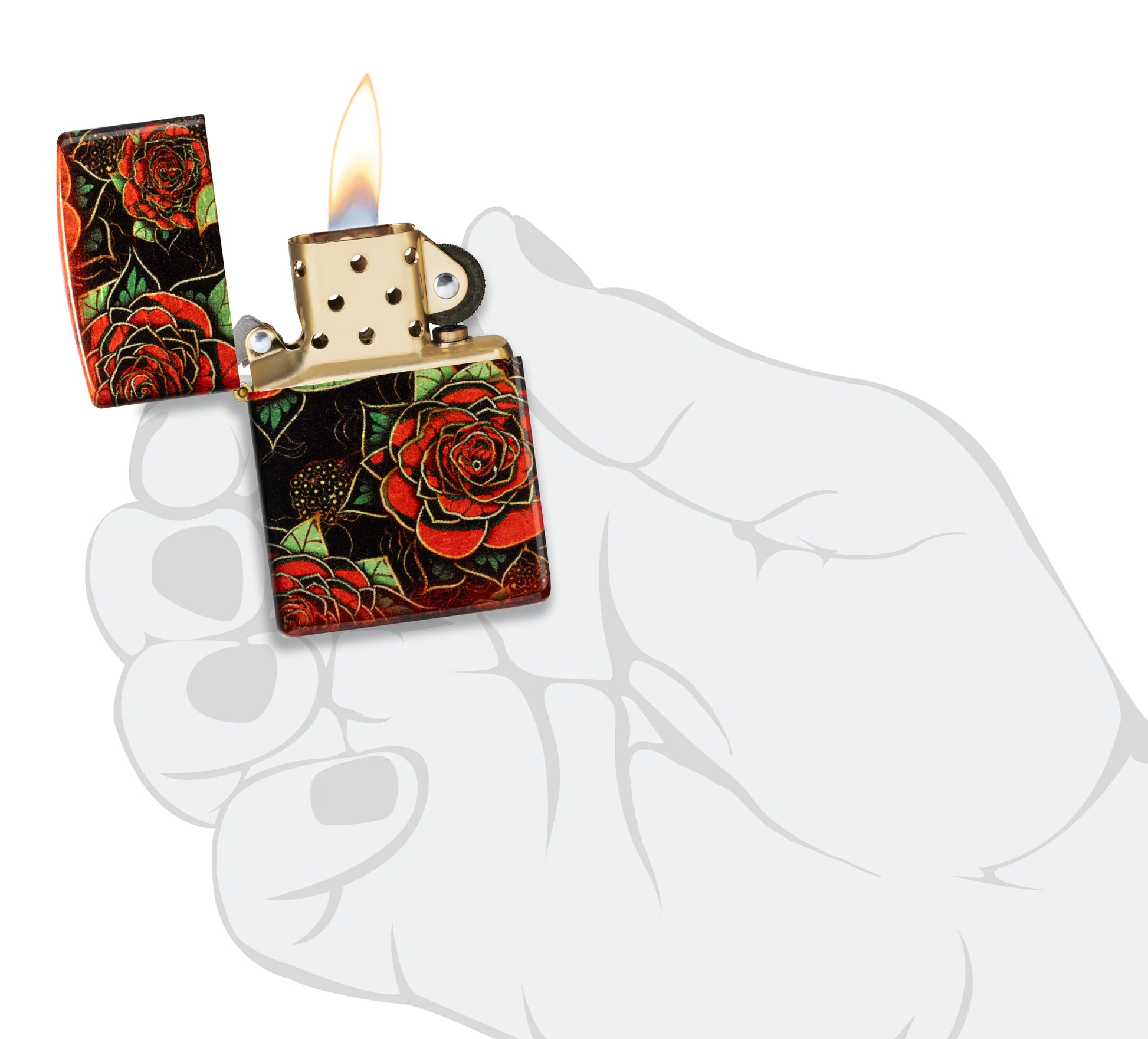 Zippo accendino Special Limited Edition 46849 roses bouquet tatoo 360°