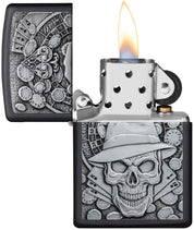 Zippo Windproof Refillable Made In Usa Skull Gambling Black Unisex