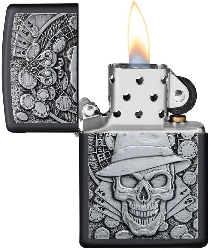 Zippo Windproof Refillable Made In Usa Skull Gambling Black Unisex 3