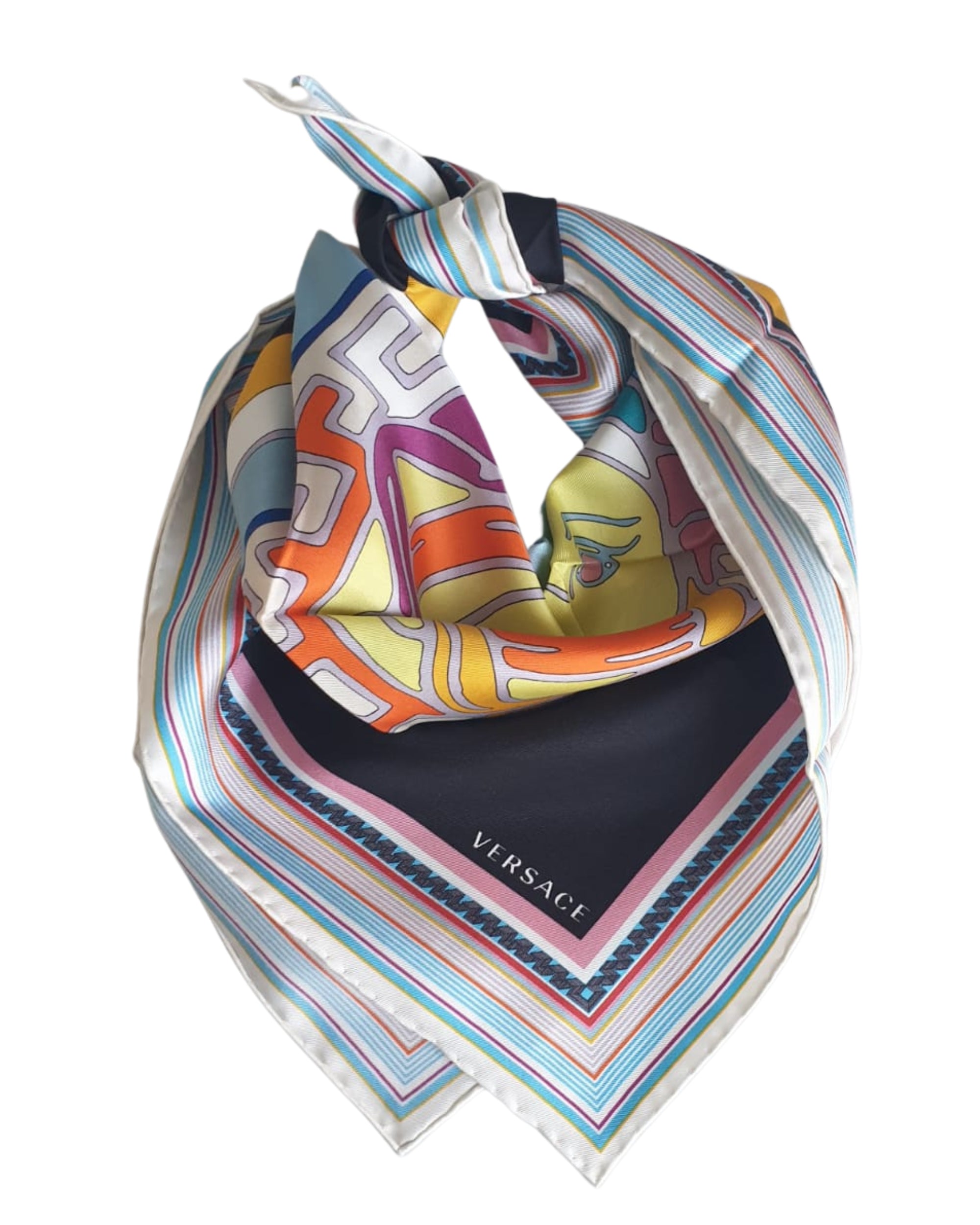 Versace Multicolored 100% Silk Scarf