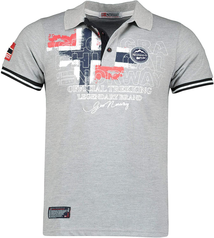 Geographical Norway Manica Corta Maglia Grigio Uomo 1