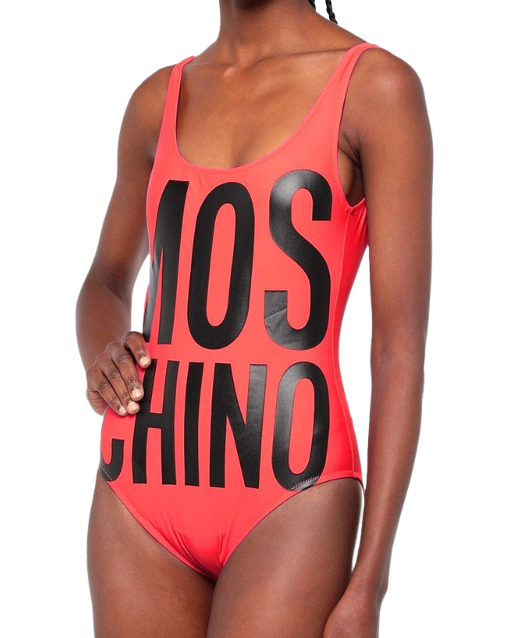 Moschino Swim Costume Intero Scritta Moschino Maxi Rosso