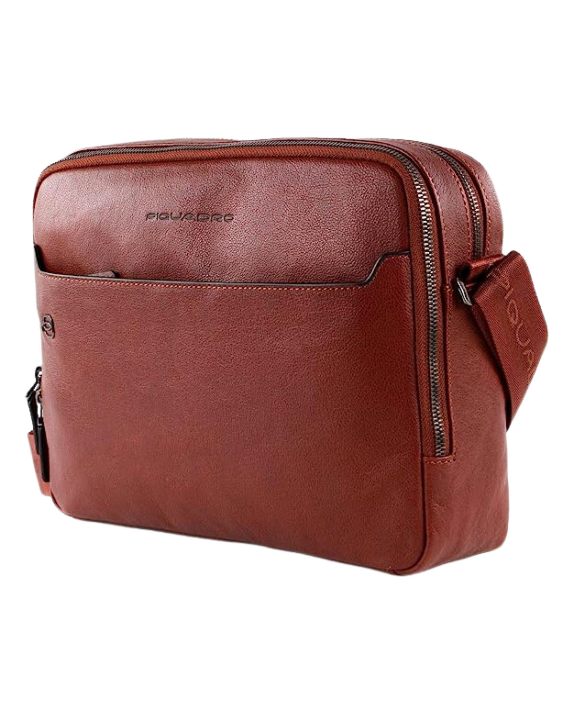 Piquadro Crossover Briefcase With Two Compartments Made Of Brown Leather Unisex