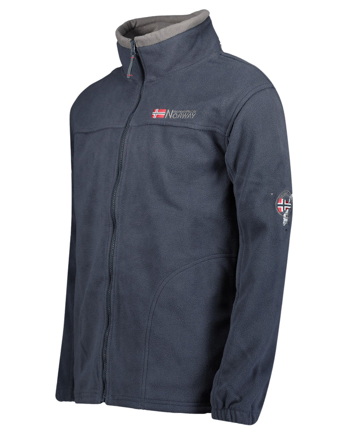 Geographical Norway Full Zip Long Sleeve Pile, Removable Hood From Collar Blue Men 2