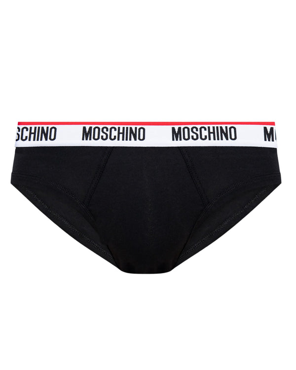 Moschino Underbear Slip Stretch Cotone Nero Confezione da 2-2