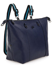 Gabs Backpack Transformable Hobo Shopper Tote Leather Satchel Blue